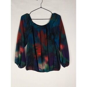 Alice and OIivia Blouse Womens S Floral Artwork Tie Dye Scoop Neck